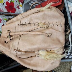 Patricia Nash Elegant Tan Crossbody Bag with Feather Details